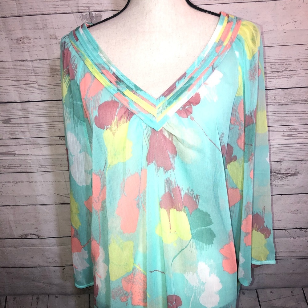 Lane Bryant 18/20 Sheer Floral Blouse